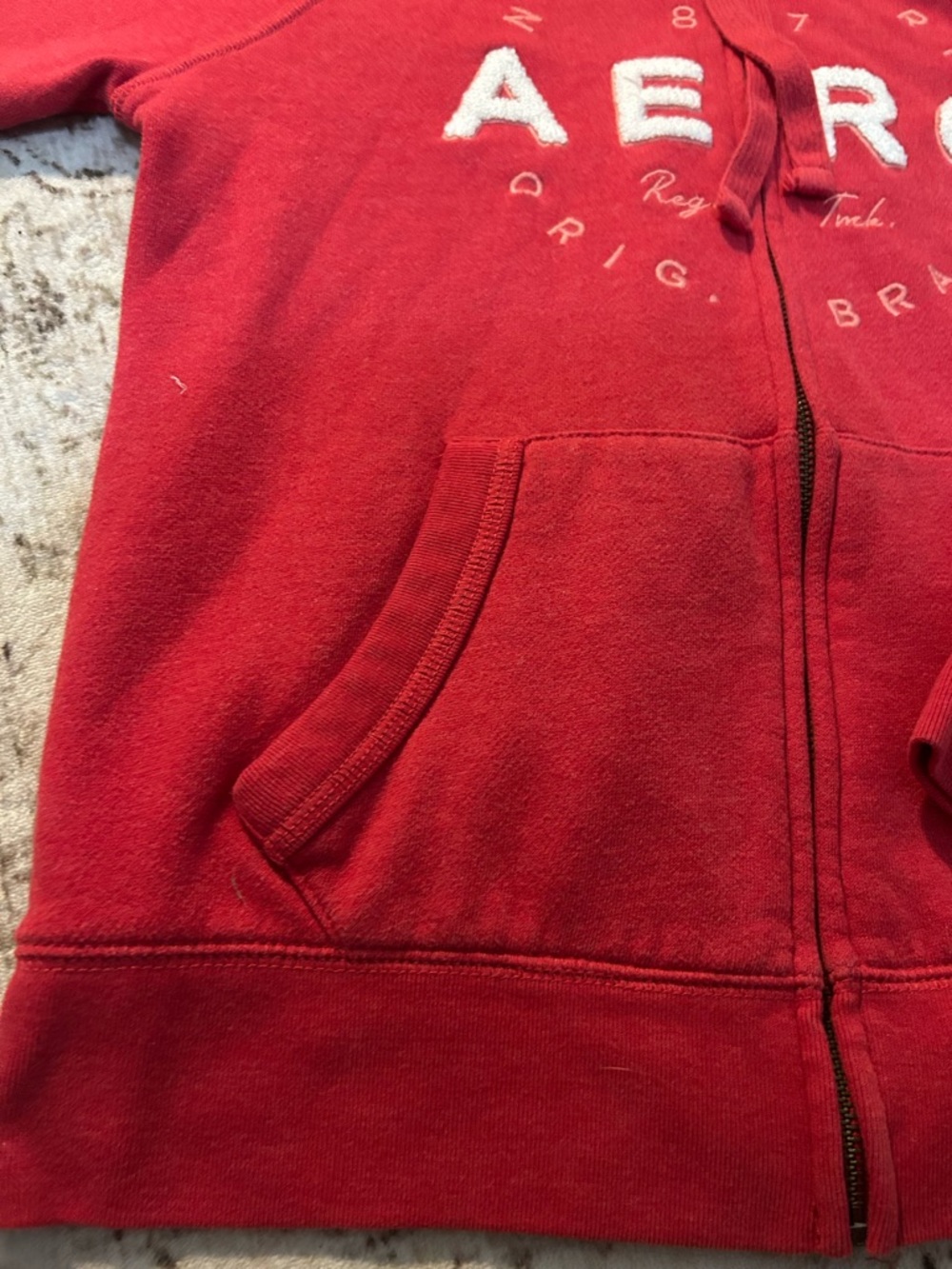 Aeropostale Red Full Zip Logo Hoodie - Picture 3 of 5